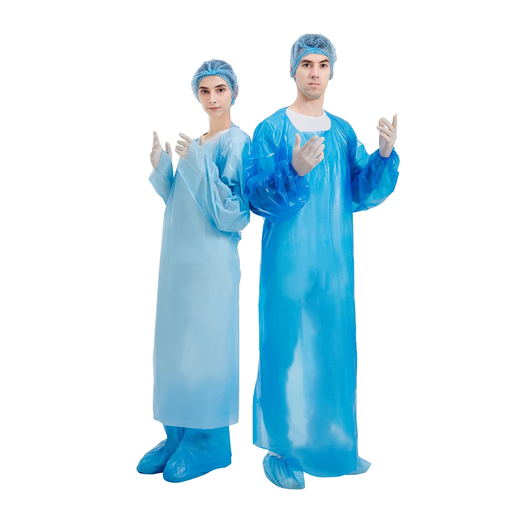 Wholesale Isolation Gown cpe Gowns Disposable Gown CPE Isolation Grown Apron with long Sleeves