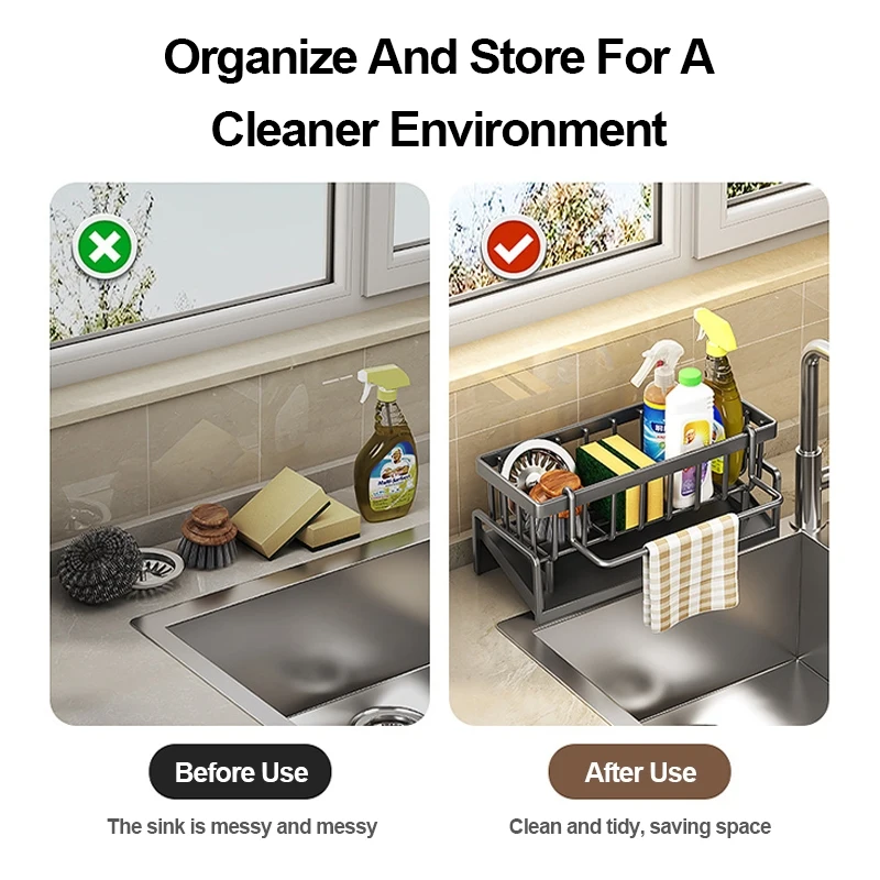 Sponge Rack Organizer Space-Saving Kitchen Solution Multi-Functional Sponge Holder Stylish Kitchen Storage