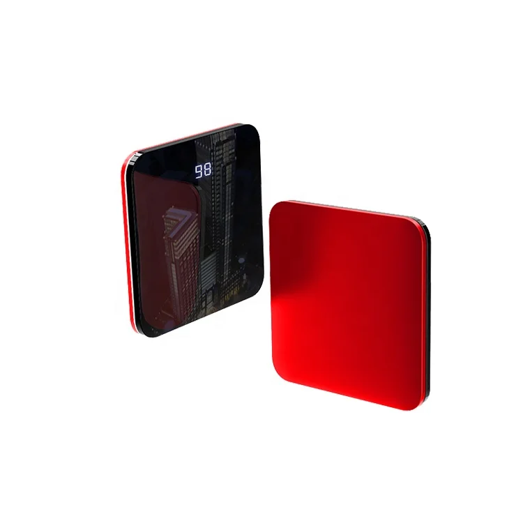 
Power Bank Portable Charger Phone Backup Power Bank Mini Super Thin Mirror Digital Display Mobile Power Bank 10000 Mah 