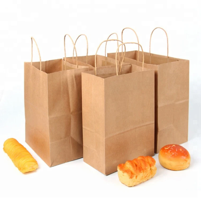 Custom Logo Flat Bottom Packaging Bag White Brown Craft Gift Clothes Kraft Shopping Paper Bag with Handles