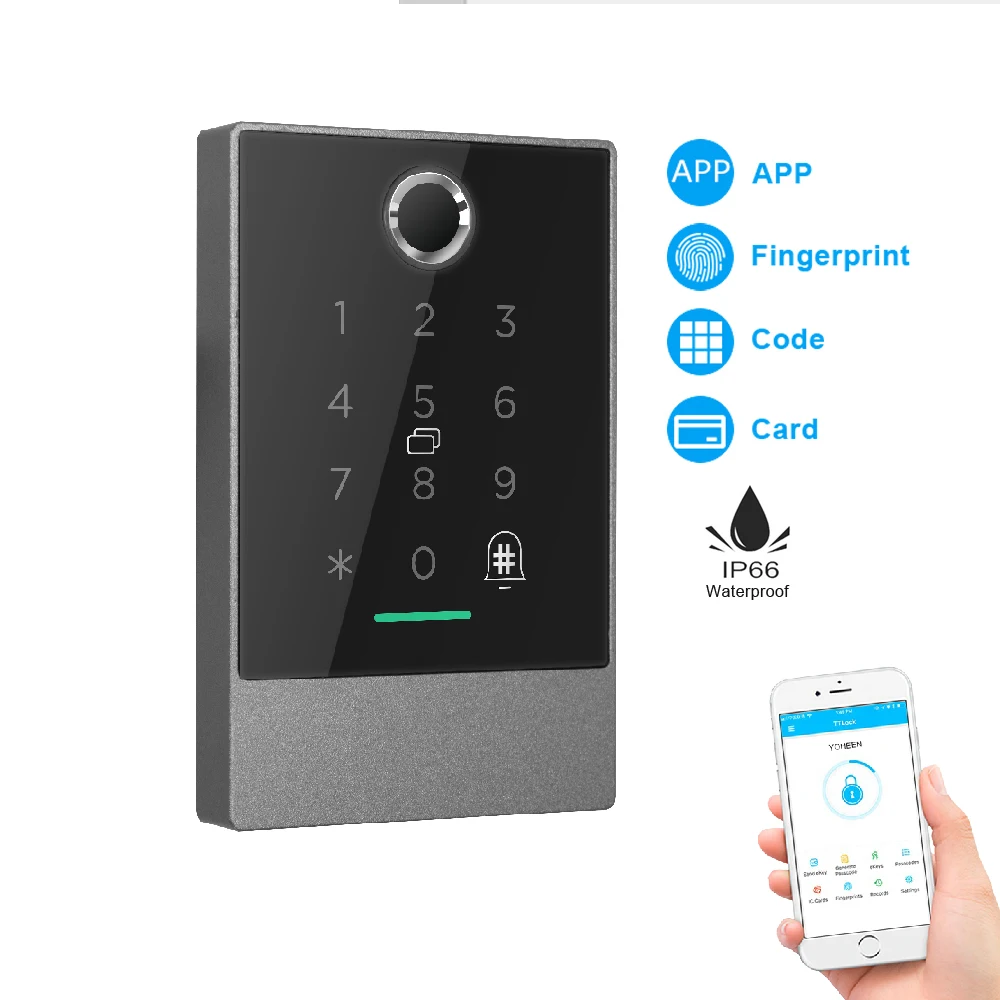 Waterproof Standalone Metal WiFi Control Fingerprint Touch Keypad Door Lock RFID Access Control System with TTlock App