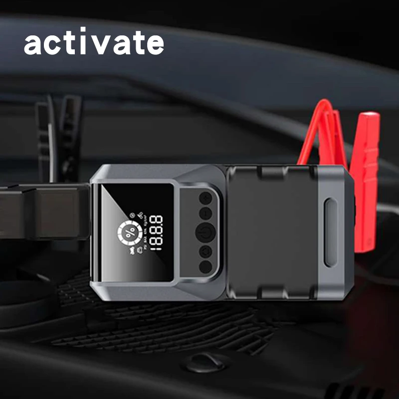 20000mah Mini Size New Can Start Car Can Inflate Car Rechargeable Car Jump Starter Digital Air Compressor 12V Jump Starter