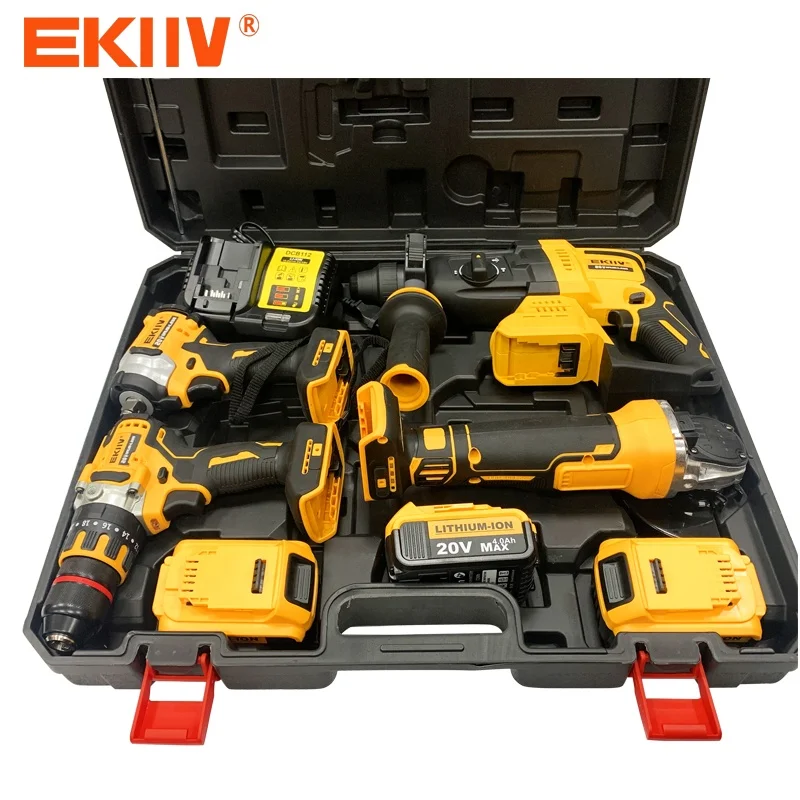 20V lithium battery EKIIV extra large torque brushless cordless lead-free percussion drill handheld operation is simpler