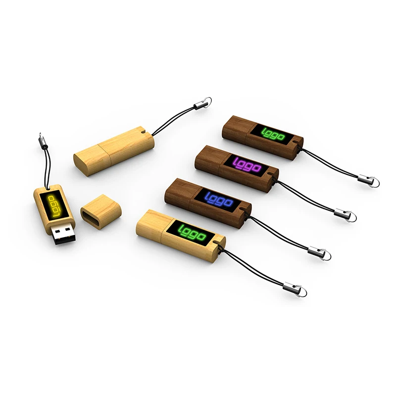 Usb-гаджет на заказ с деревянным светодиодным освещением USB 2 0 3 флэш-накопитель бамбуковый USB-накопитель логотипом