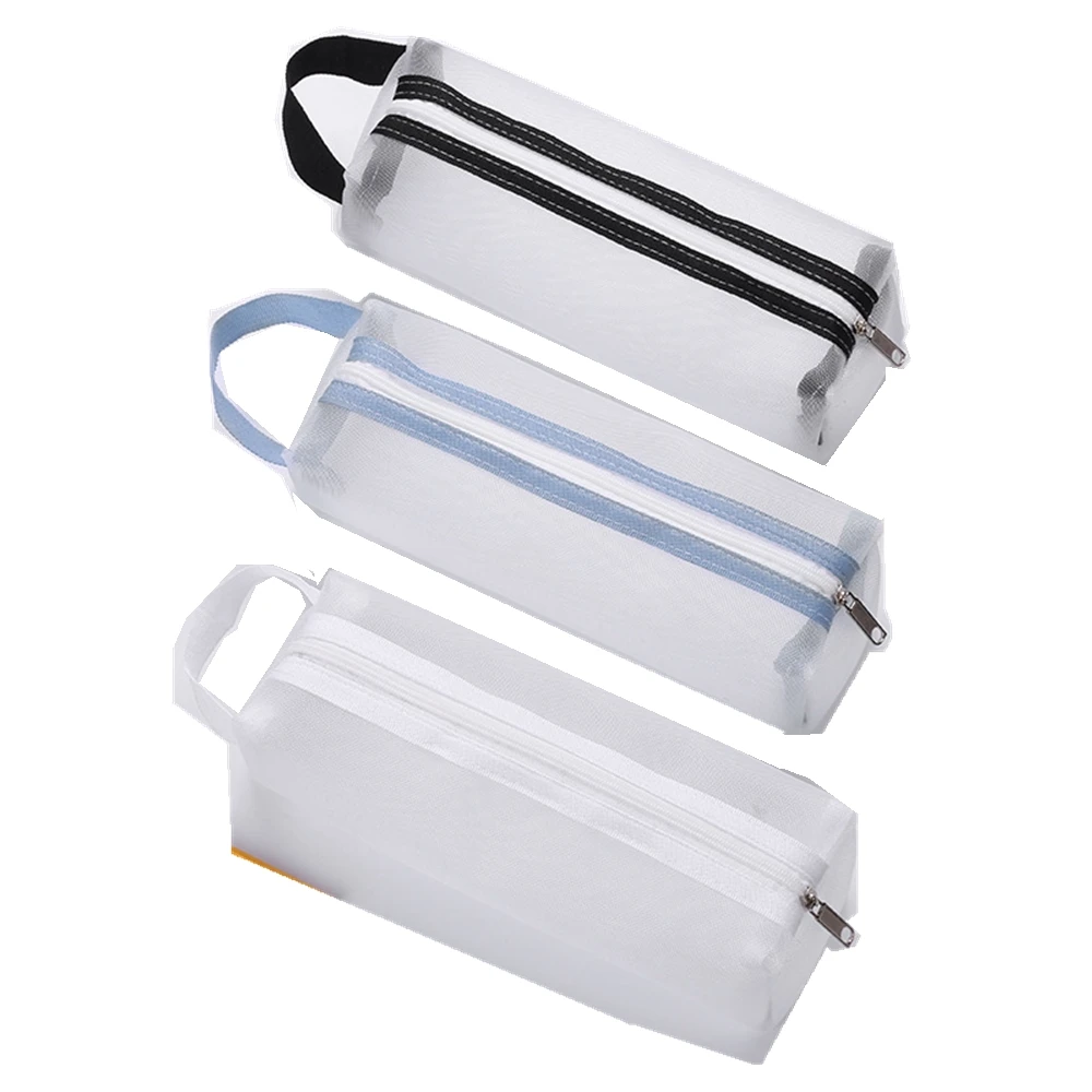 Nylon mesh pen bag with handle