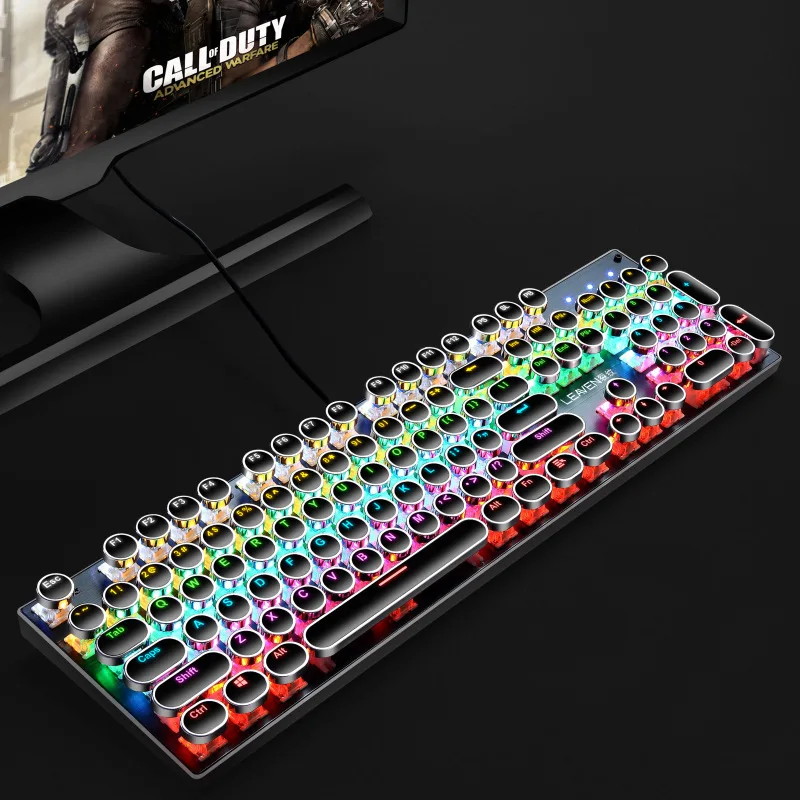  Механическая игровая клавиатура RGB Радужная баллон светодиодной подсветкой проводная с красные переключатели для Windows консоль