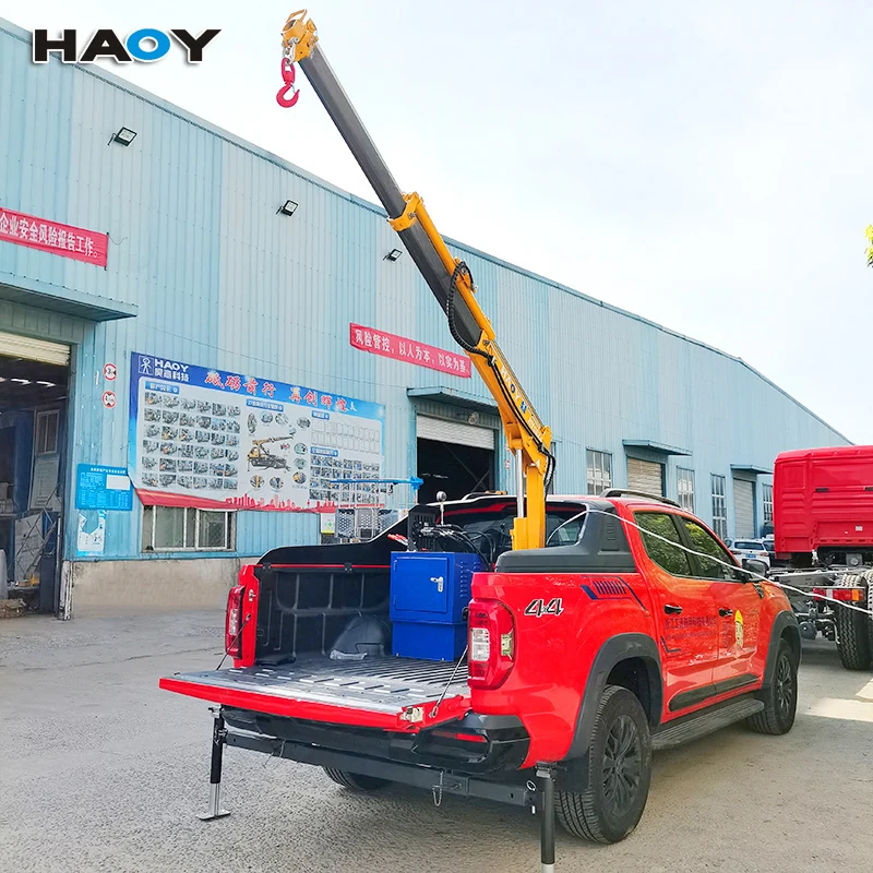 HAOY 0.8 Ton Remote Control Others With Trailer For Construction Lifting Tow Telescopic Boom Auto Self LoaderPickup Crane