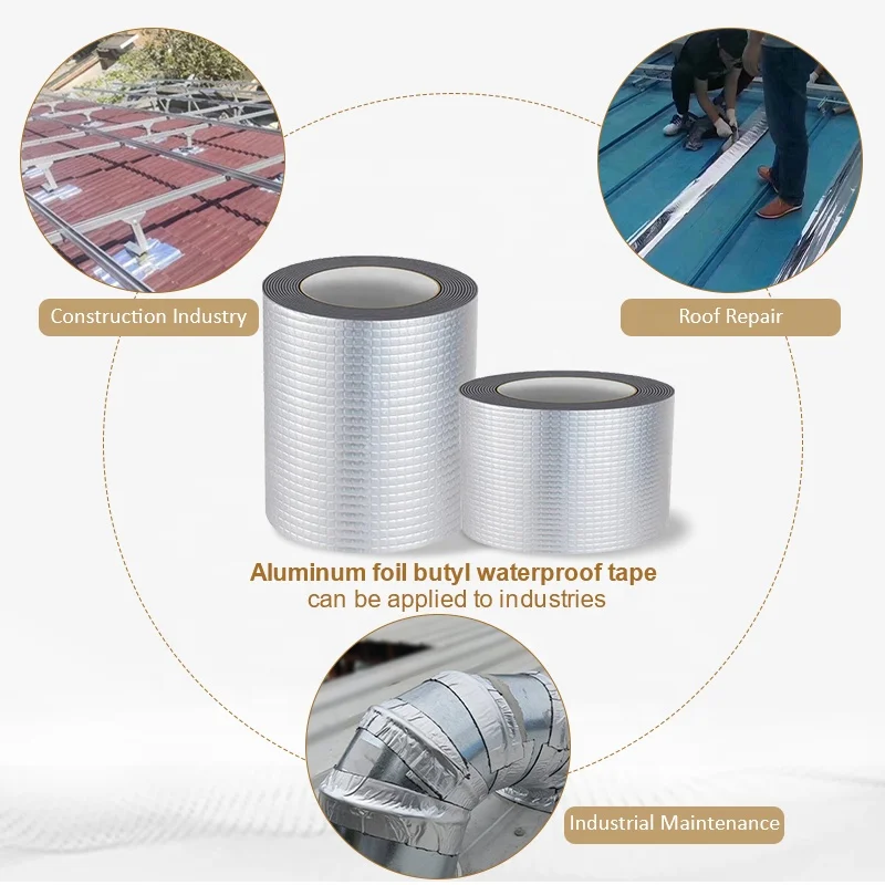 Waterproof self adhesive butyl rubber tape super sticky aluminum foil butyl tape