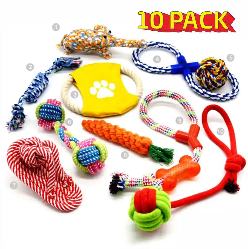 
Factory wholesale price dog toys chew toys rope dog rope toys set F00A88 10 pack 