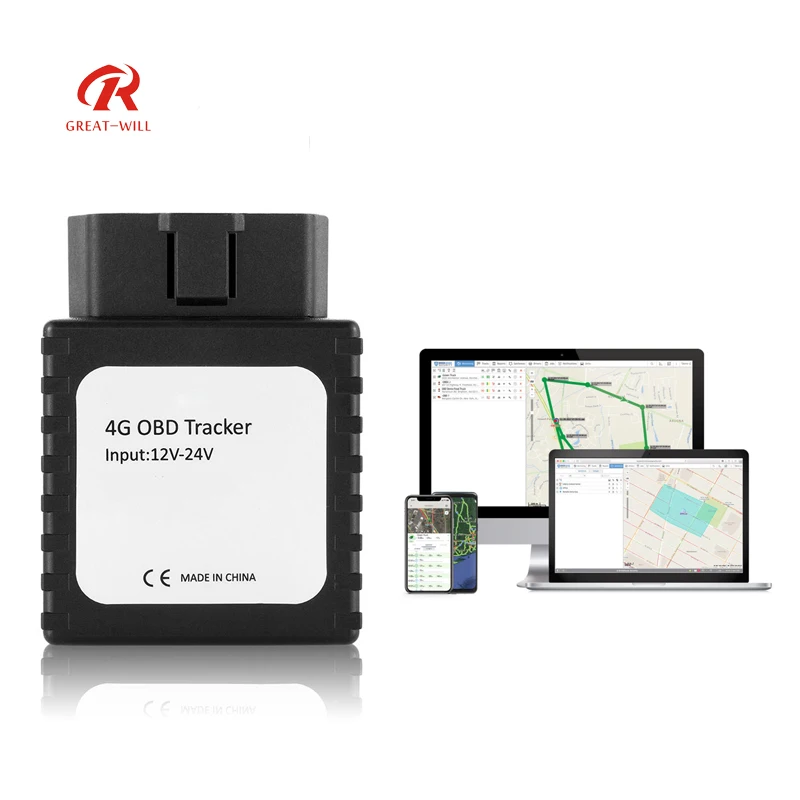  Стандартный разъем Great Will OBD II 4G GPS-трекер для автомобиля система отслеживания устройств с голосовым