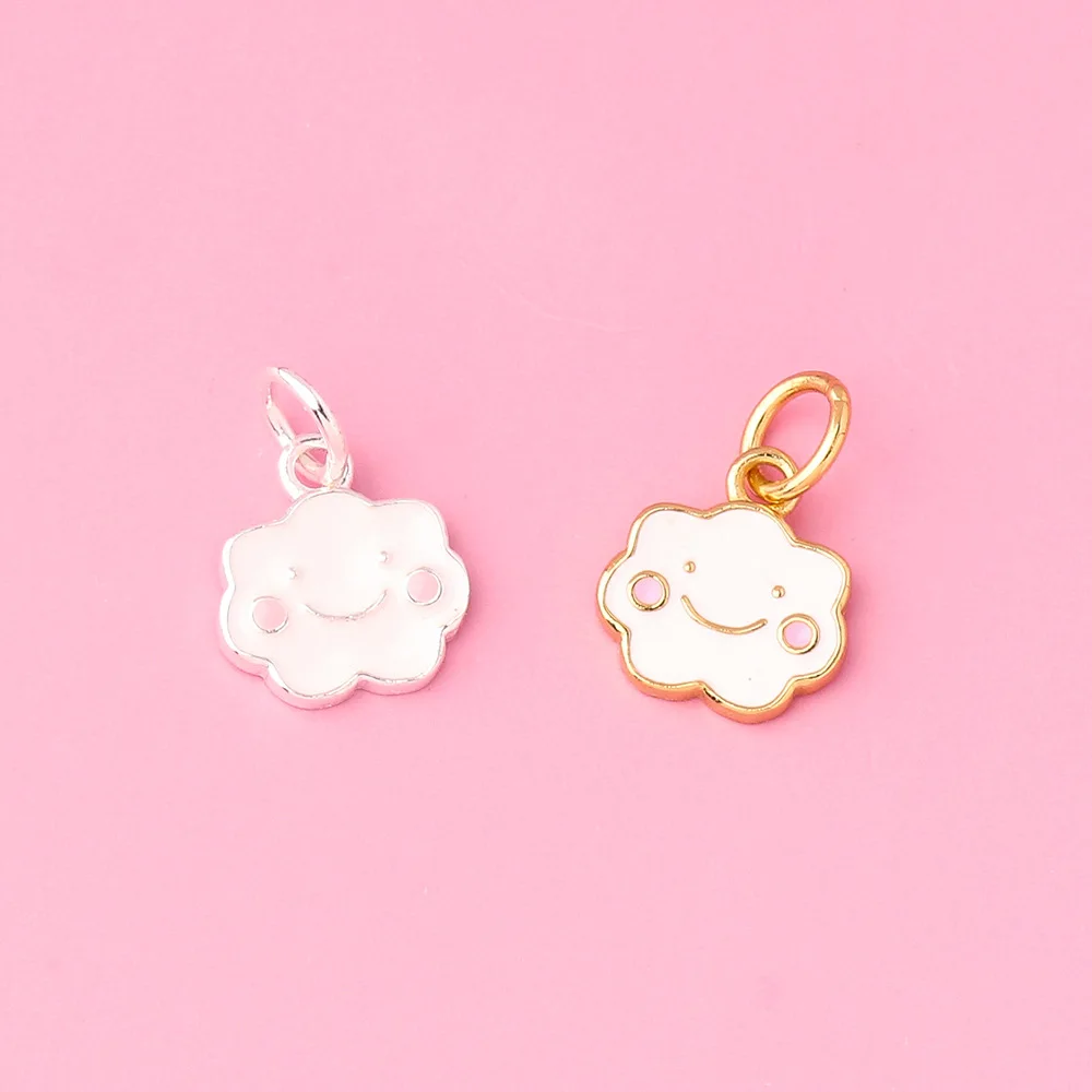 S925 Silver Cute Simple Cloud Red Book DIY Bracelet Accessories Drop Glue White Cloud Smiling Pendant Fashion Pendants Charms