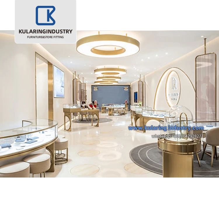 Guangzhou supplier wood display equipment jewelry store equipment and display cabinet and showcase for jewelry shop