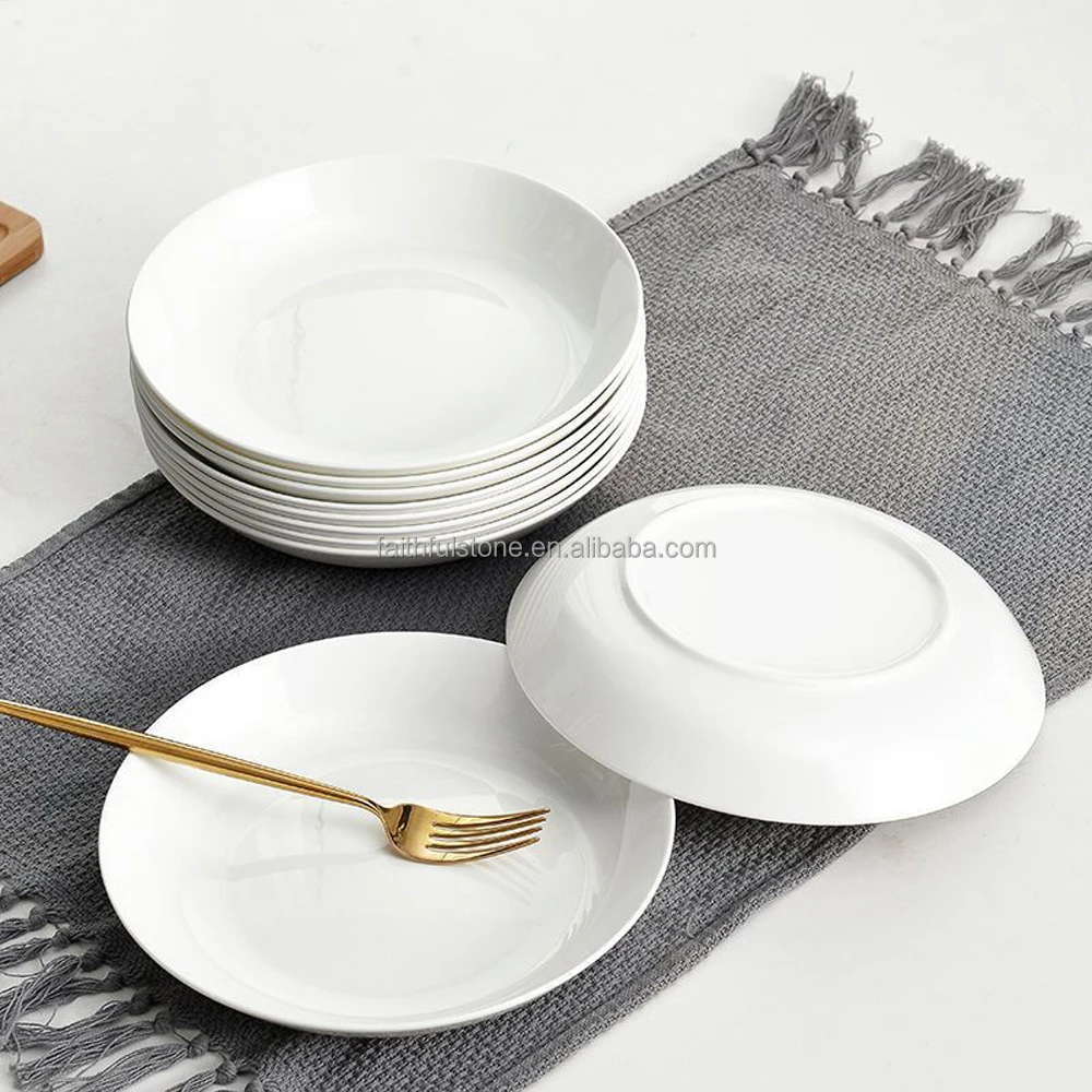 wholesale white round porcelain ceramic deep dinner dished plates