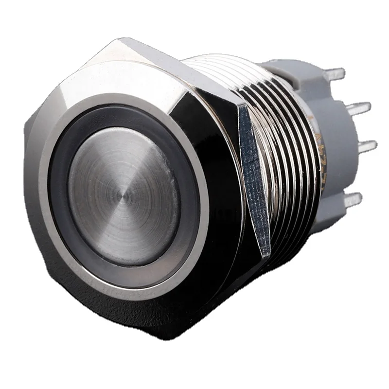 19mm metal anti vandal switch button 4 pins 15A momentary 12v ring illuminated push button switch