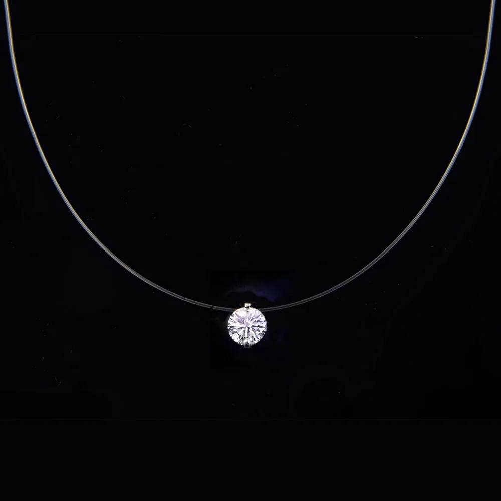 AA00231 Simple Jewelry Thin Mermaid Tears Necklaces Clear Zircon Pendant Transparent Invisible Fishing Line Necklaces For Women