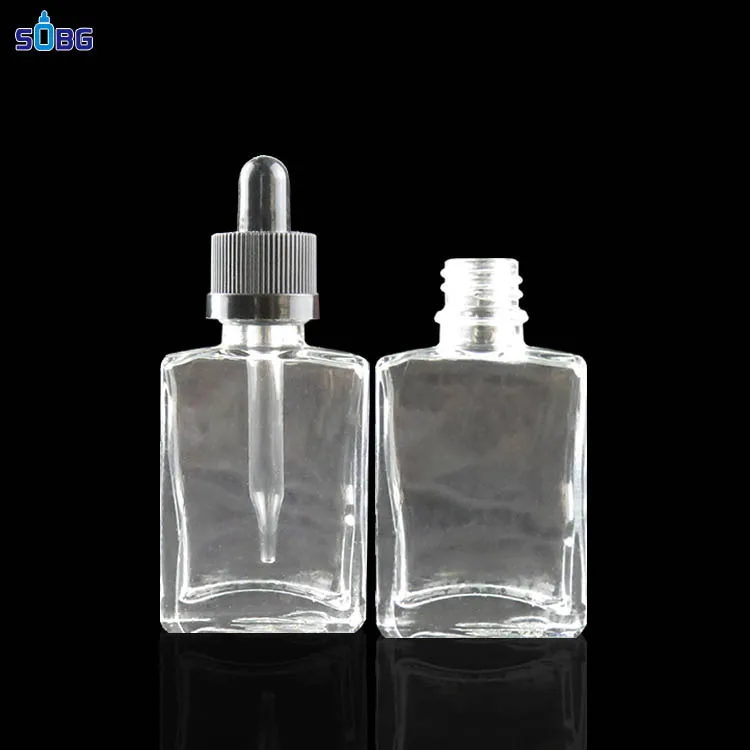 
clear glass square perfume bottle frosted glass olive dropper bottle with child proof cap 