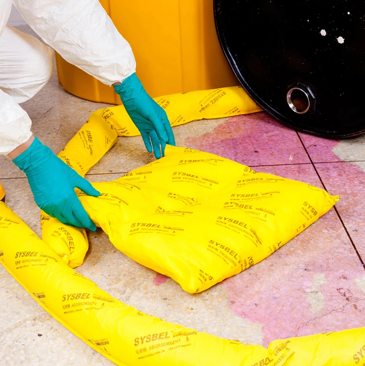 SYSBEL Professional Supply Yellow Chemical Absorbent Pillow Spill Containment Control Kits