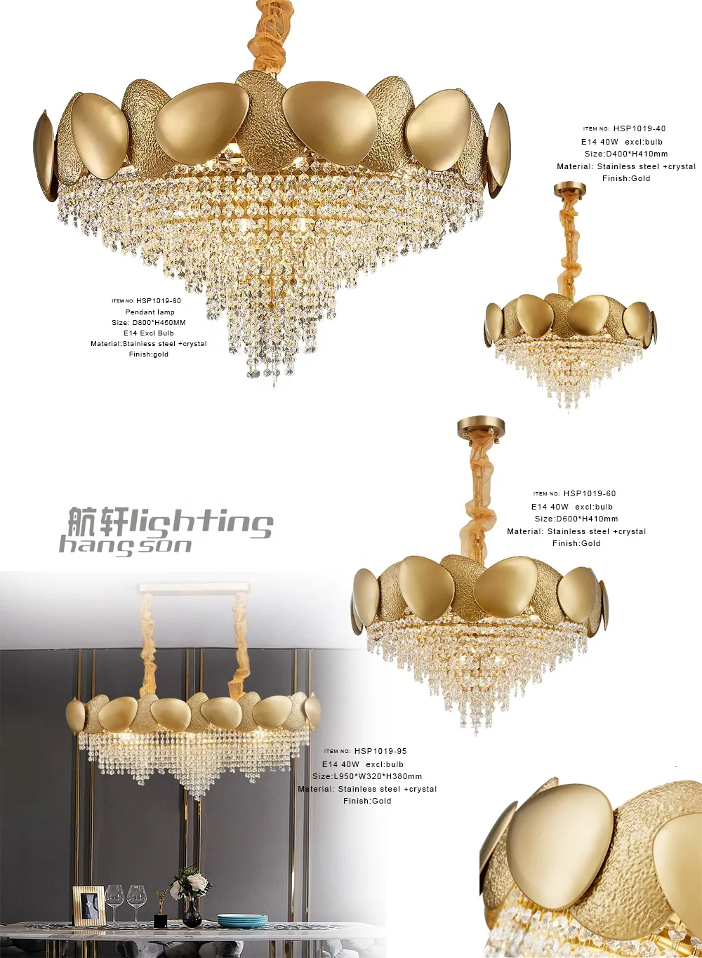 Crystal chandeliers simple hotel decor deluxe glass chandeliers