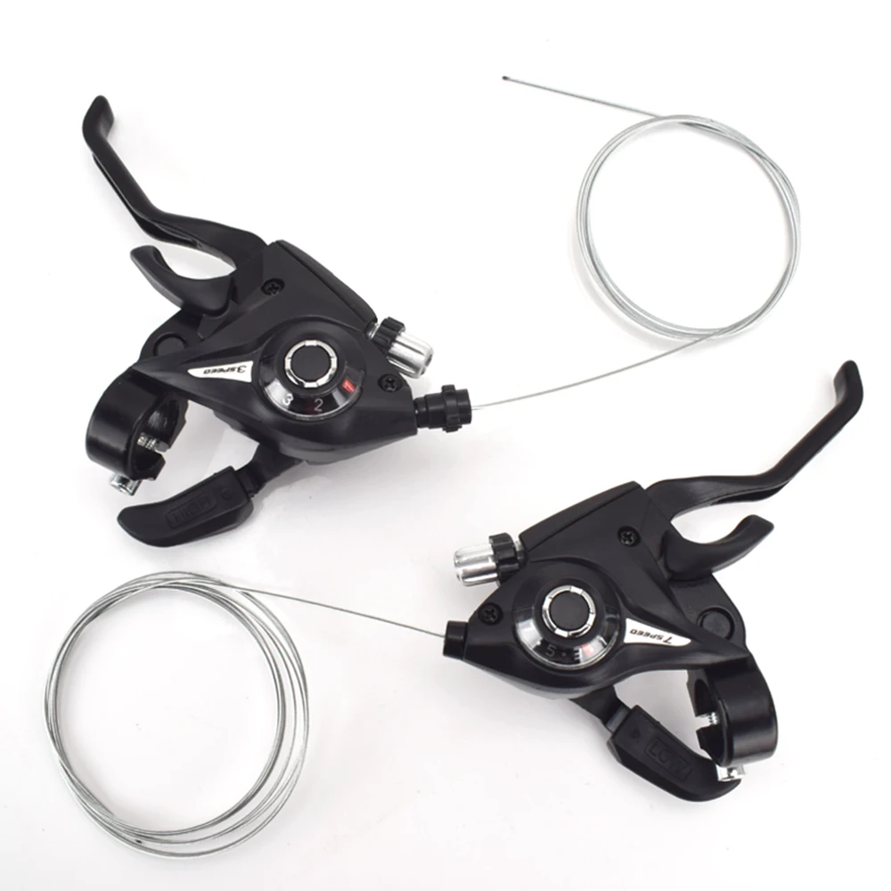 Bicycle 3x7 Speed Shifter for MTB Brake Lever Combo with Inner Shift Cables Bicycle Parts Front Derailleur 3*7/3*8 Black / 350g