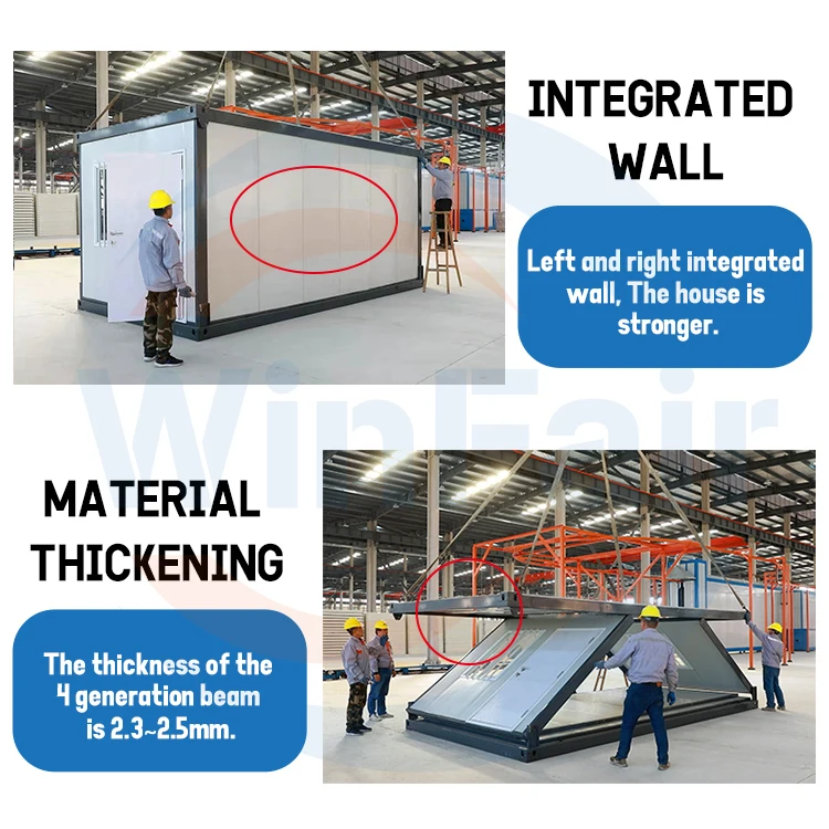 WinFair Foldable Shop Office Steel Fabricated Homes Modern Fold Out Folding Prefab Container Houses