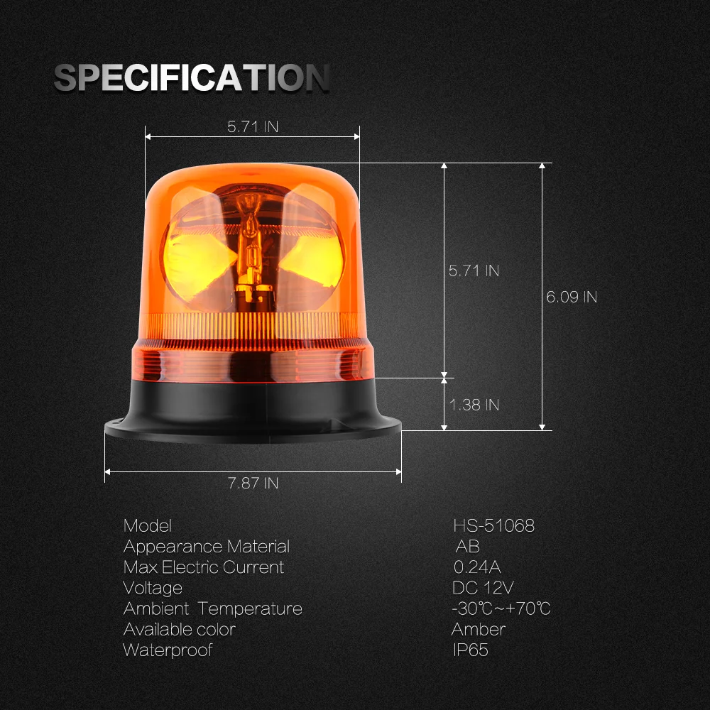 Made in China Hot sale Rotating Led Safety Light 6-48V LED rotary round Beacon Warning Light For Trucks Engineering Vehicles