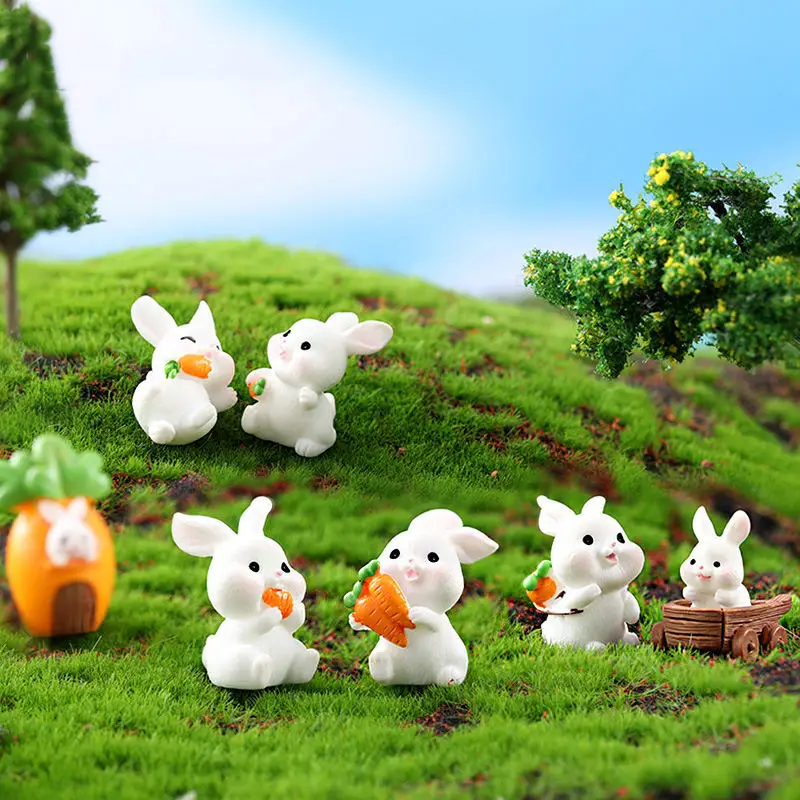 3D Resin Craft Animal Decorative Garden Gnome Ornament Landscape Props DIY Easter Rabbit Miniature