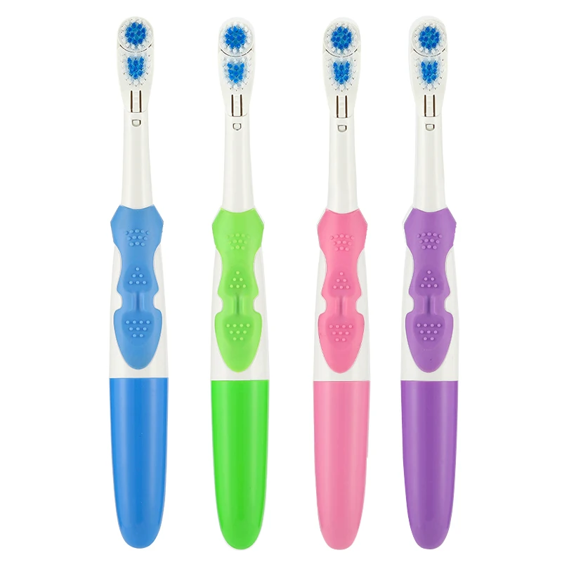 Hot sale cheap high vibration 2 heads soft bristle rotary round head adult electric toothbrush with battery