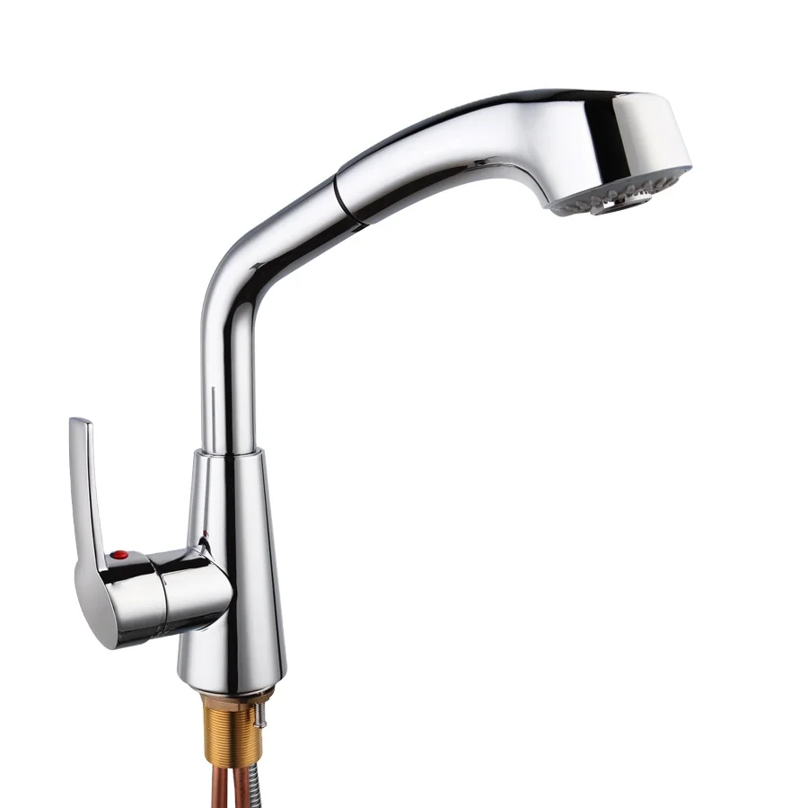 Chrome Single Handle UPC Retractable Pull Out Down Sprayer Kitchen Mixer Taps Faucets with Gravity Ball