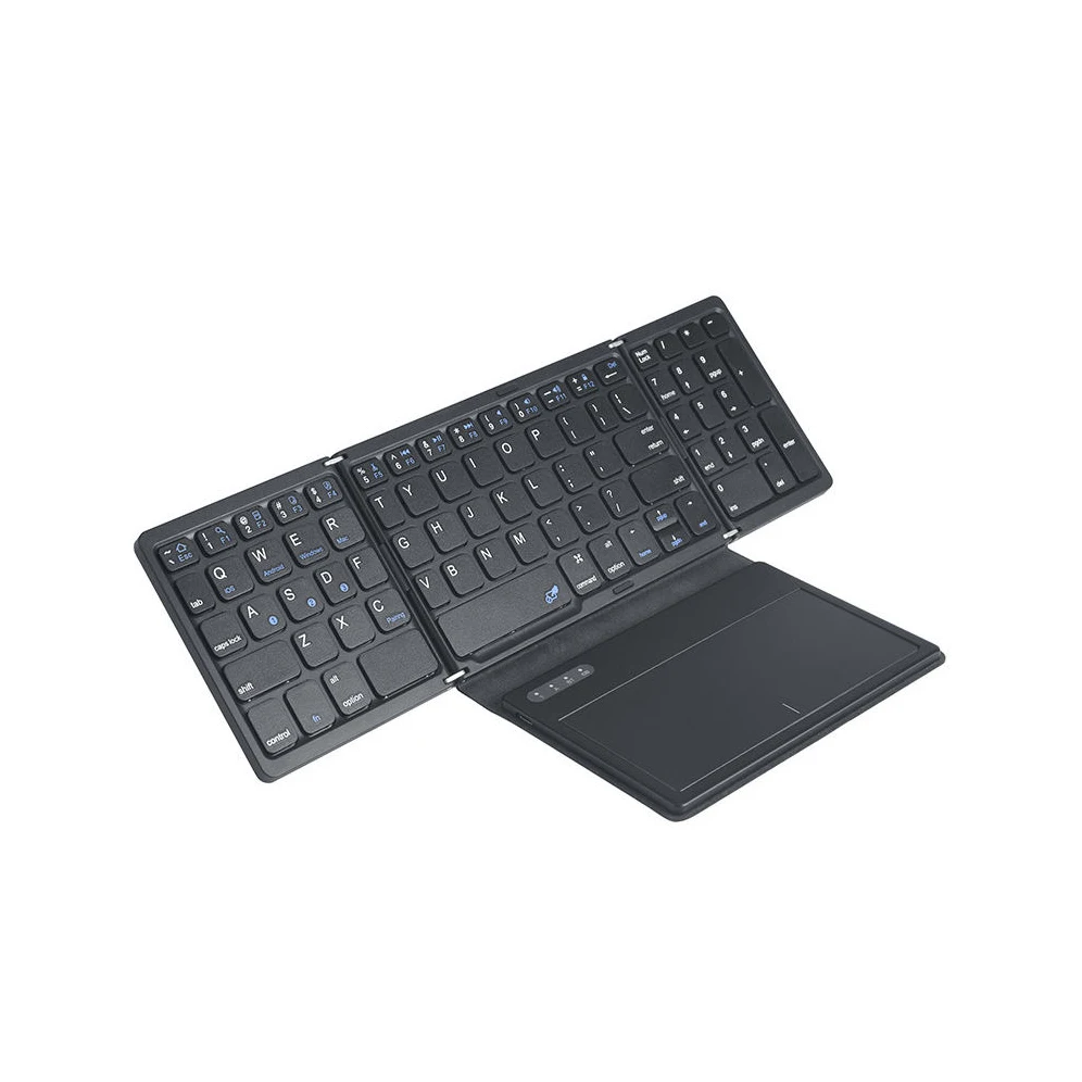 Slim Portable 84 keys triple folding foldable keyboard wireless bluetooth keyboard with touchpad keyboard for phone tablet ipad