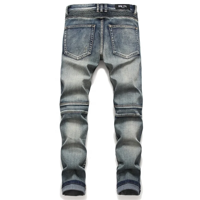 High Quality Custom Logo Vintage Men Jeans Skinny Hip Hop Ripped Stretch Jeans Pants For Men