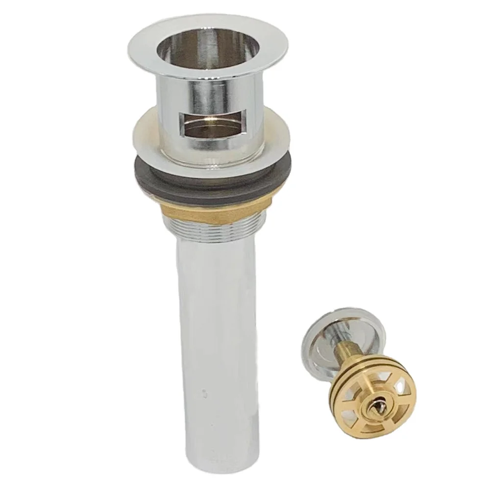 Слив раковины с латунным ситечком, кнопочный, 1/4