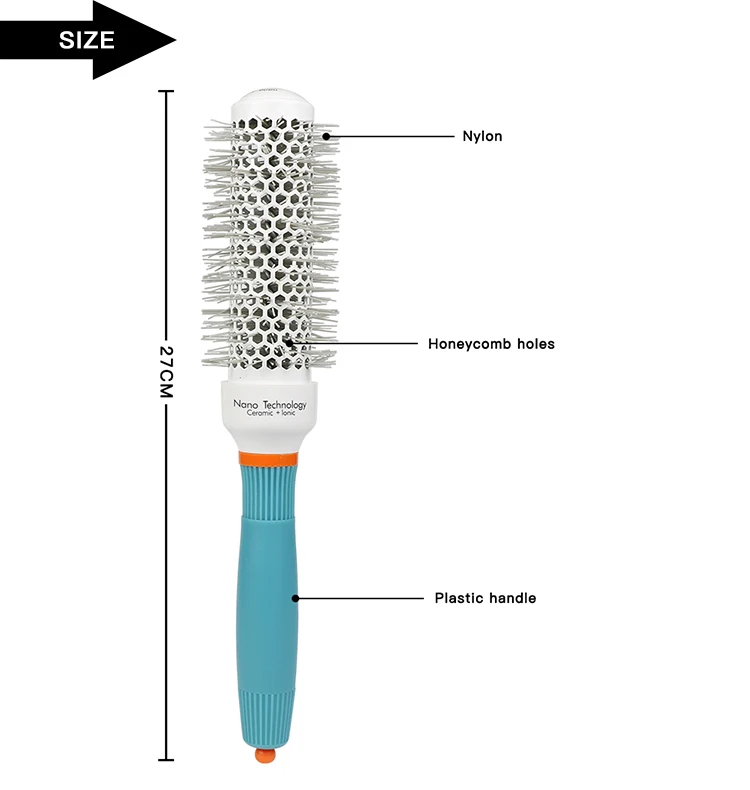 Wholesale Round Ceramic Hair Brush High Temperature Resistance Nylon Boar Bristle Styling Hair Brush