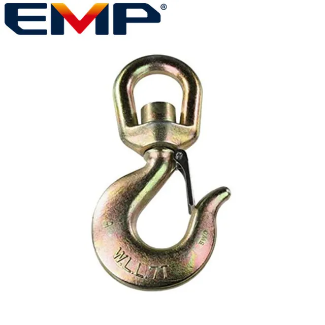 Rigging  Steel Drop Forged S322  Lifting Crane Swivel Hook  US Type Heavy Chain Hoist with Safety Latch
