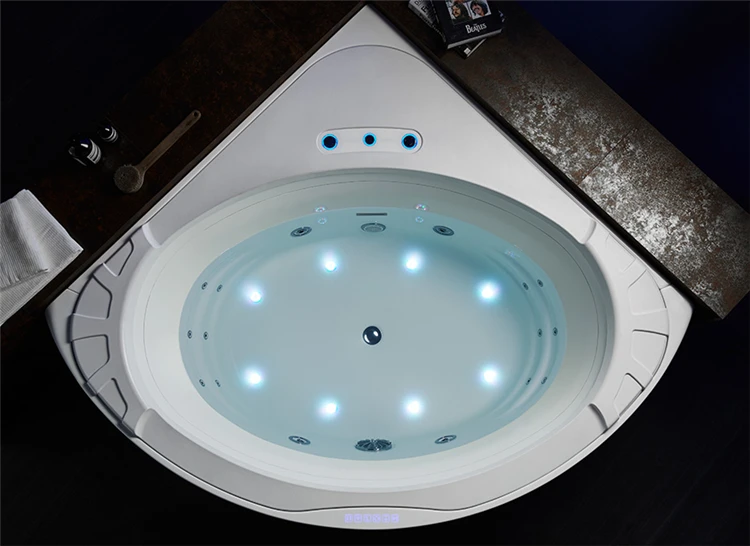Corner round whirlpool massage bath American style waterfall jets modern small whirlpool bath tub