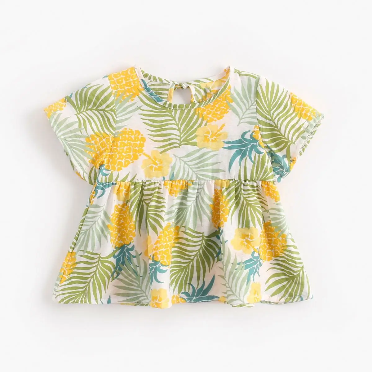 
lyc-4298 Summer baby kids girls dresses cotton print T-shirt tops short sleeve doll party skirts children dress Blouse clothes 