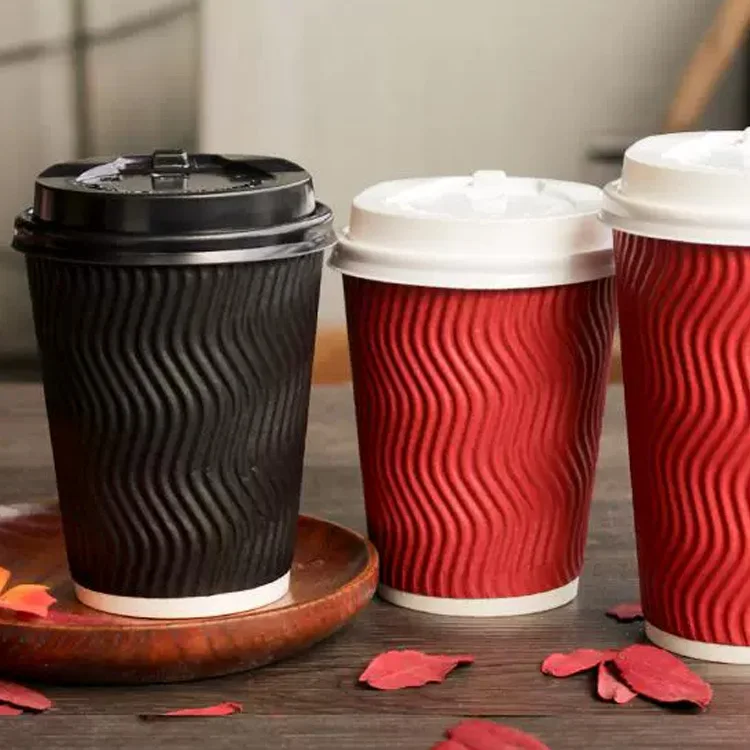 Custom printer wholesale kraft disposable 12oz 16oz double wall hot drinks cup coffee paper cup with logo