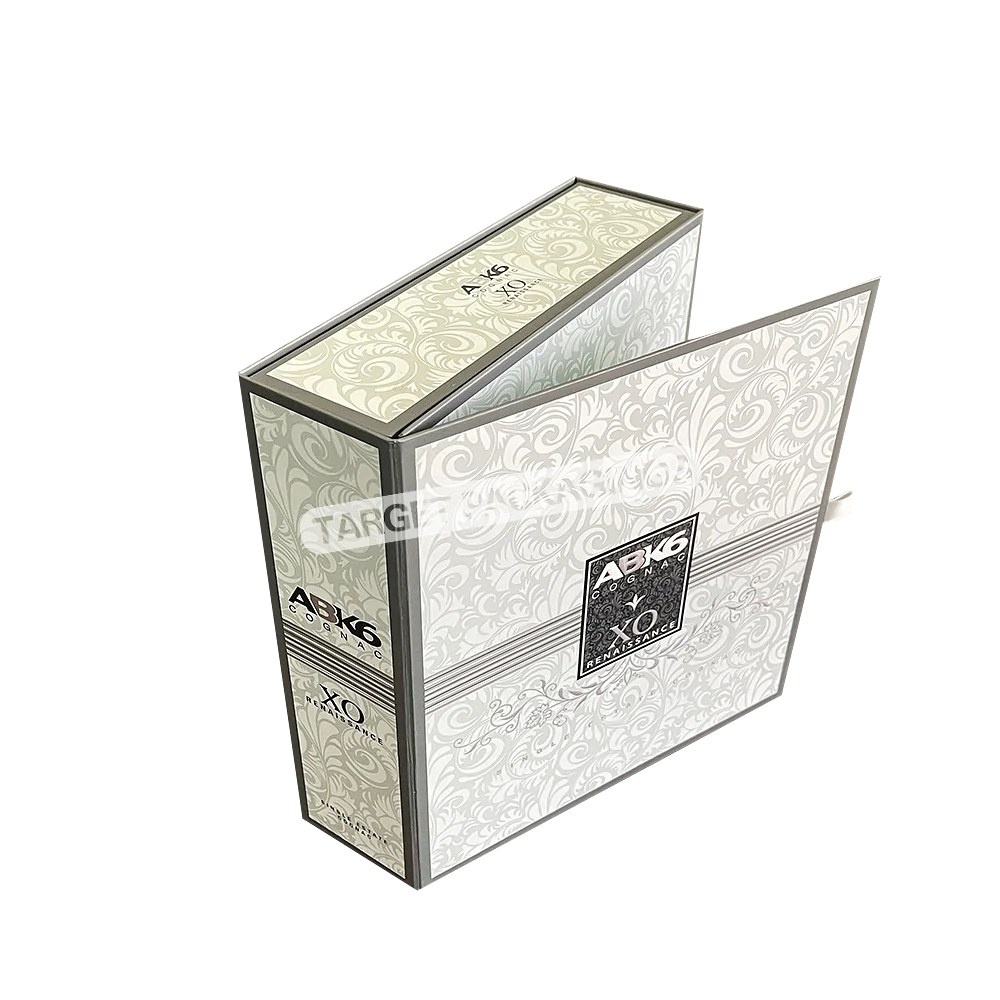 Custom Luxury Liquor Wine XO Set Packaging Box Embossed Logo Silver Foil Rigid Paper Champagne Whisky Red Gift Box for Liquor