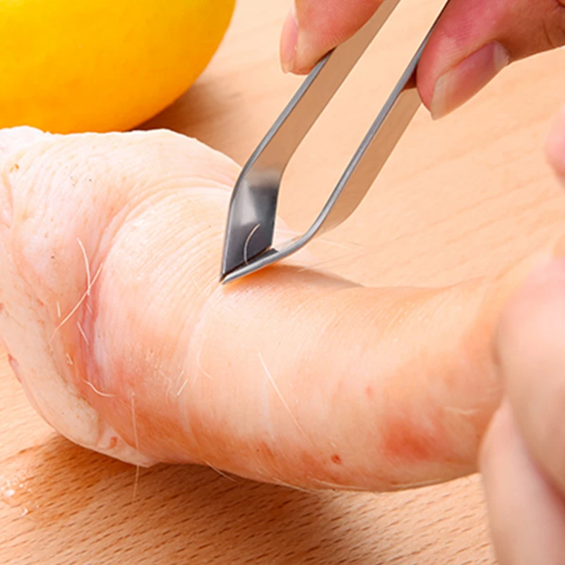 Kitchen Durable 430 Stainless Steel Fish Bone Remover chicken fur tweezers