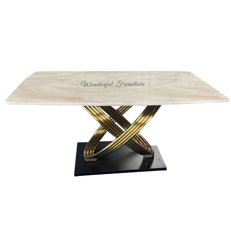 Modern Luxury Rectangular Marble Top Dining Table Set 4 Seater 6 8 Dining Room Furniture Dining Table Set With Chairs
