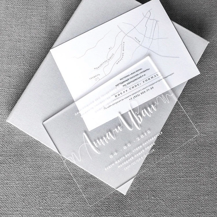 Hot selling elegant glass acrylic wedding invitation card