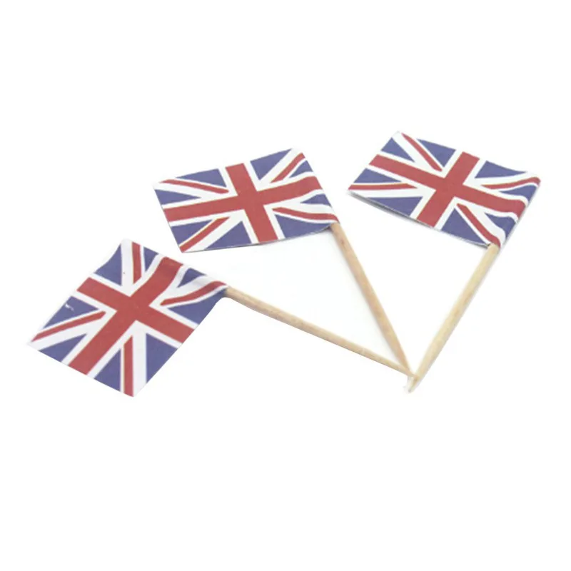 High Quality Stick Flag Pie Birch Wood Ice Lollipop  Natural Wood Triangle Cocktail Cocktail Flag
