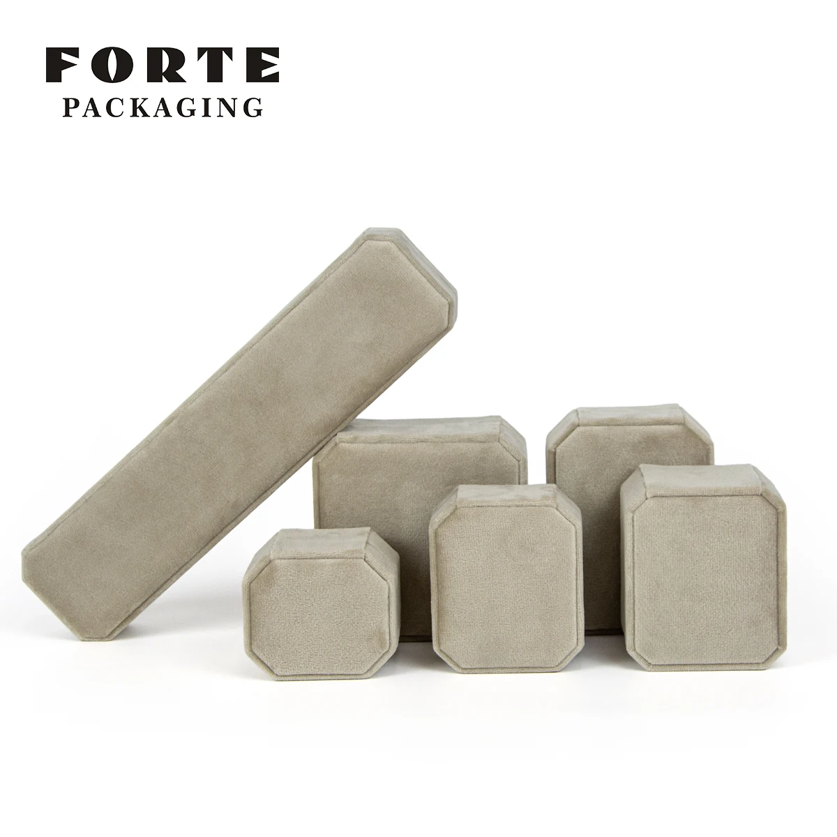 FORTE Factory Custom New Design Luxury Ring Necklace Bracelet Jewelry Box Octagonal Shape Velvet Jewelry Packaging Box With Logo