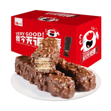 Хит продаж 500 г, хрустящие и вкусные блюда из шоколадных вафель с арахисом и миндалем по низкой цене