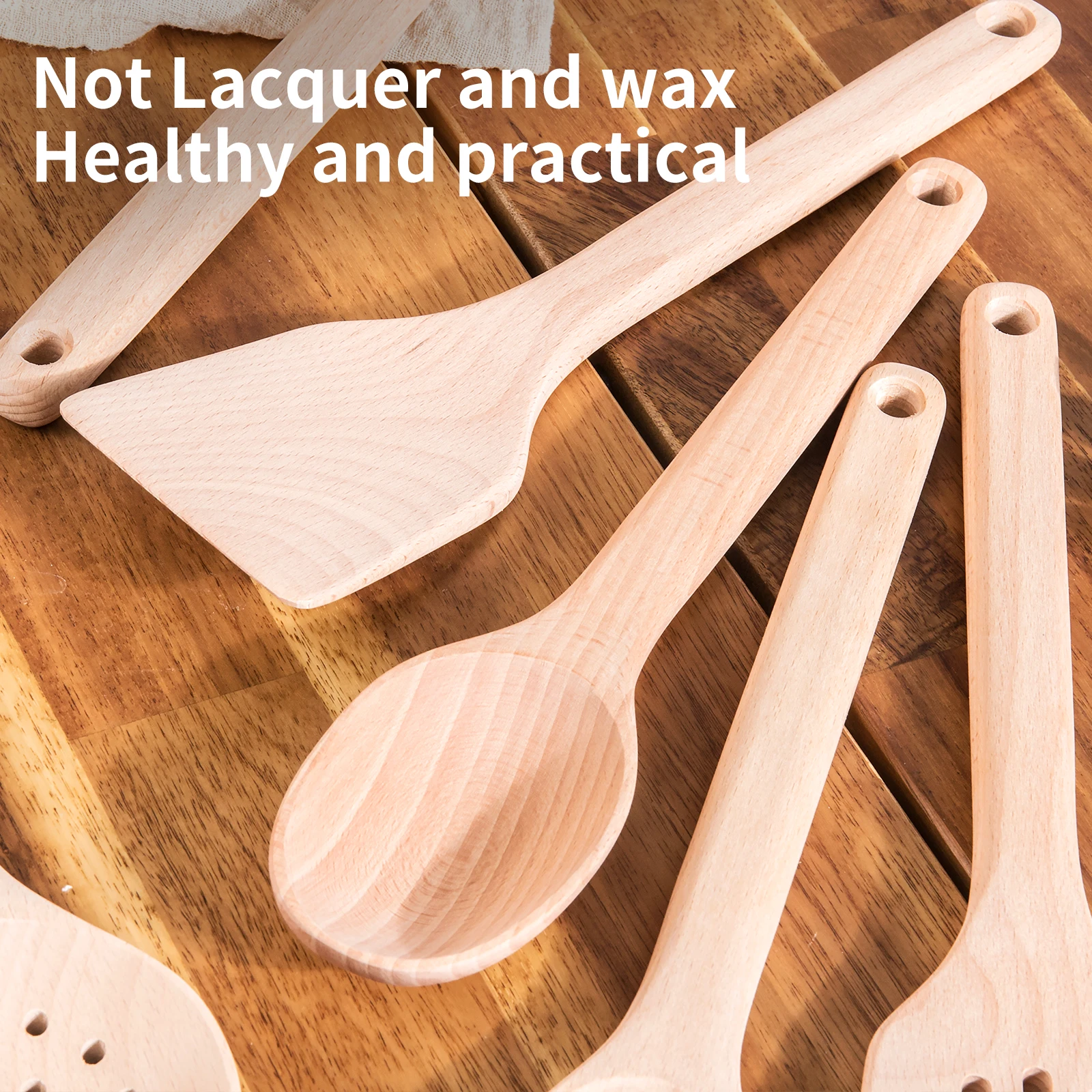 China Manufacturers High Quality Kitchen Accessories Beech Wood Kitchen Utensil Set