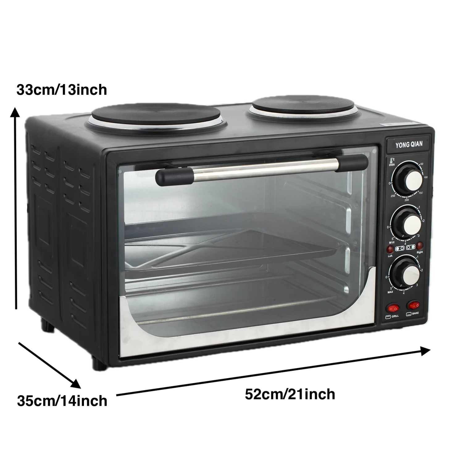 Professional Baking Use Kitchen Appliance Mini Electric Toaster Oven With Two Hot Plate