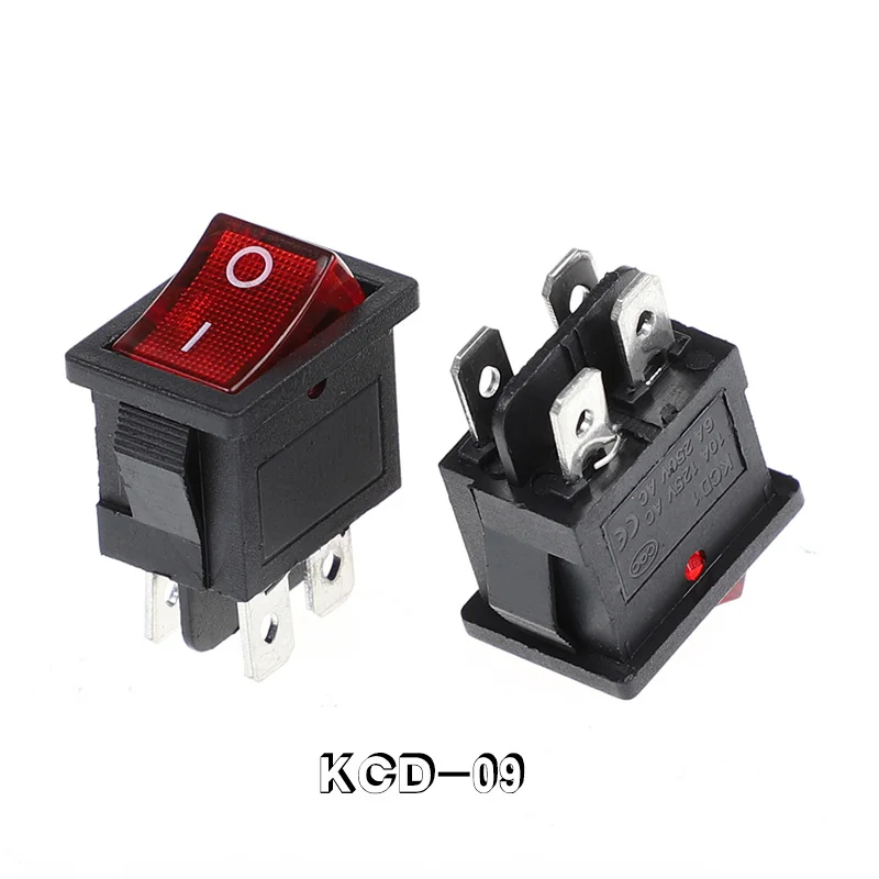 KCD1-104N ВКЛ-ВЫКЛ 4 штыря Кулисные переключатель 21*15 DPDT с подсветкой желобковый