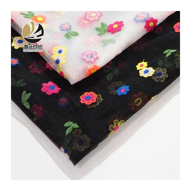 Оптовая продажа, рулон цветной цветочной вышивки, кружевная Тюлевая ткань для детей, марлевая ткань для платья