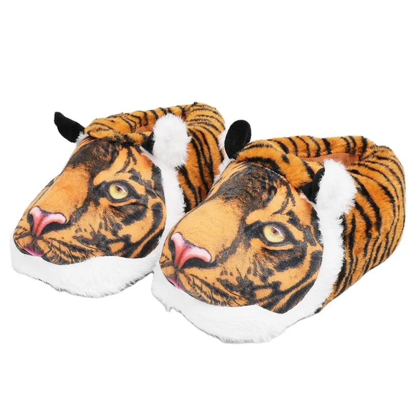 Tiger Slipper New Fashion Cheap cute Animal Plush Slippers fluffy soft Warm Indoor Shoes Women Kids Girls