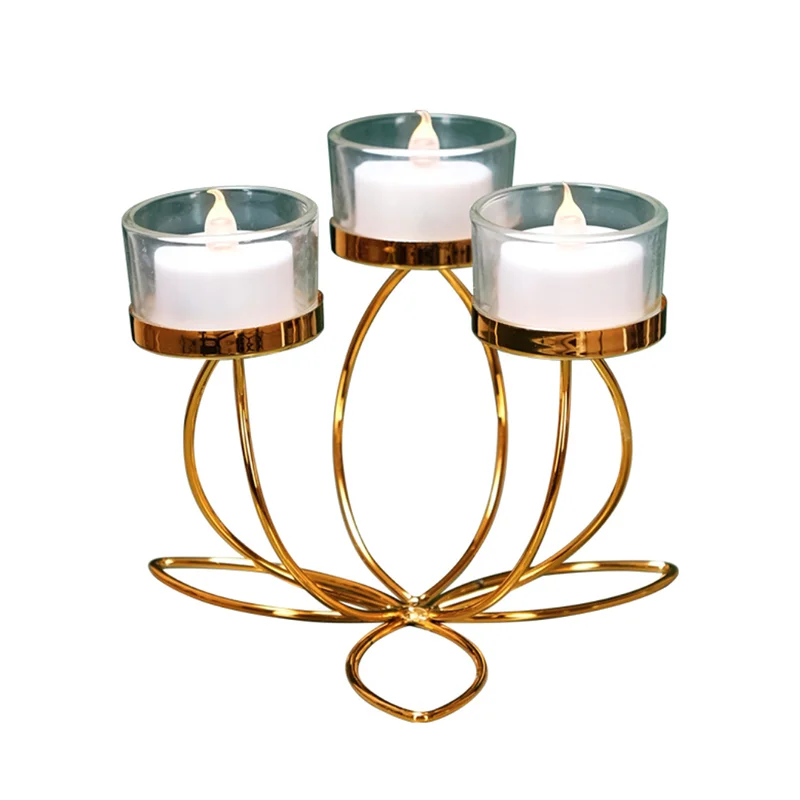 European wrought iron lotus candlestick