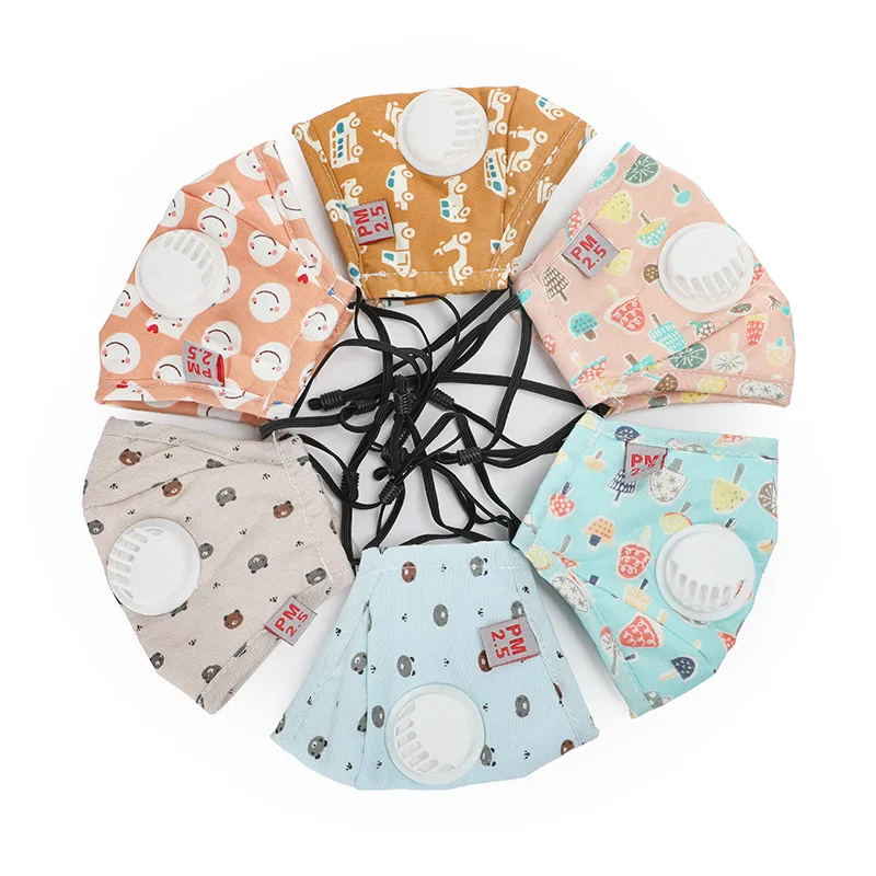 2020 new hot sell fashion  kids mask lanyards 3d print logo Halloween funny cotton reusable dust kids christmas mask